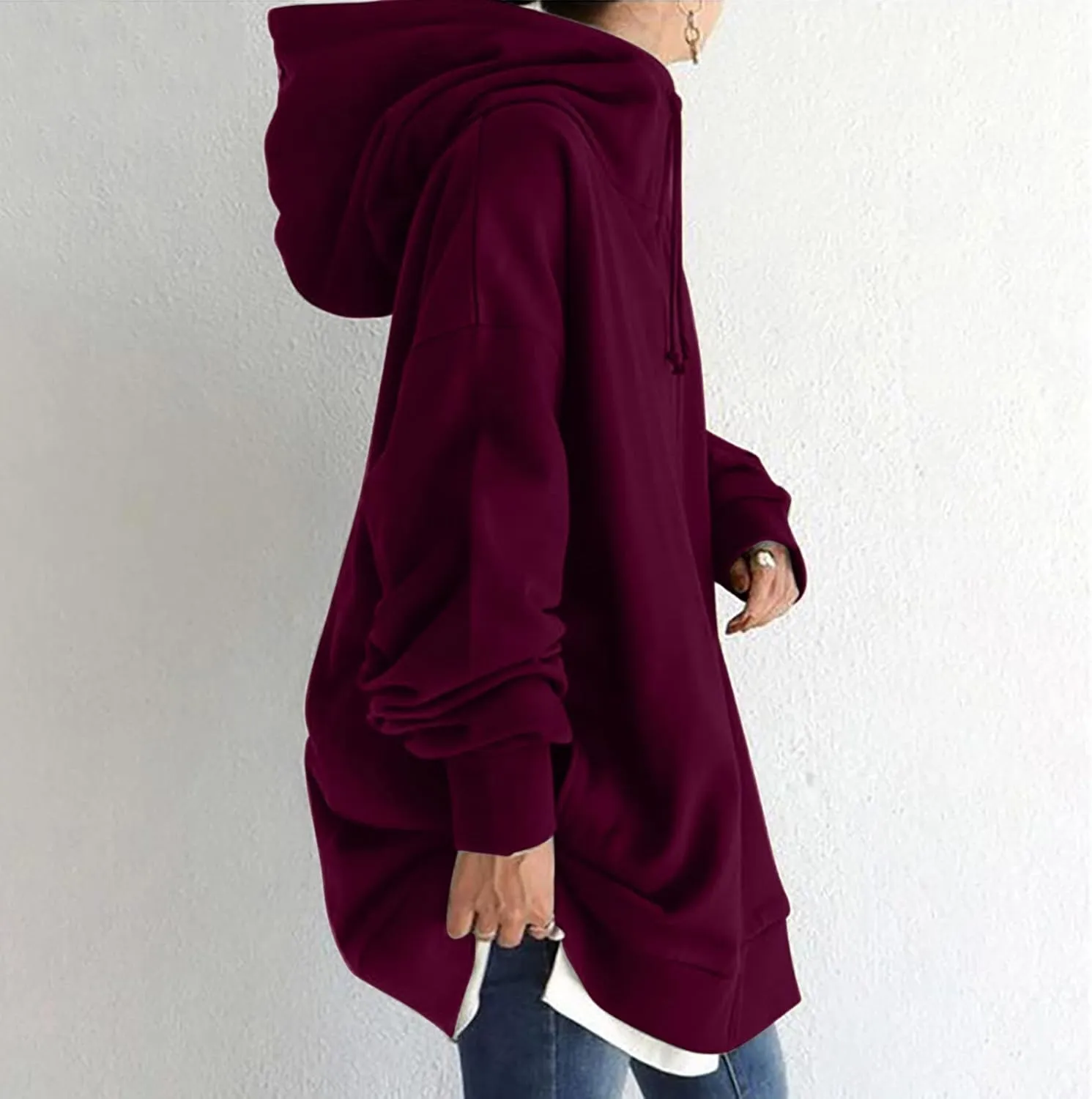 DASAYO Women's Zipper Casual Pullover Hooded Autumn Winter Long Sleeves Sweatshirts Preppy Fashion Drawstring Hoodies Shirts