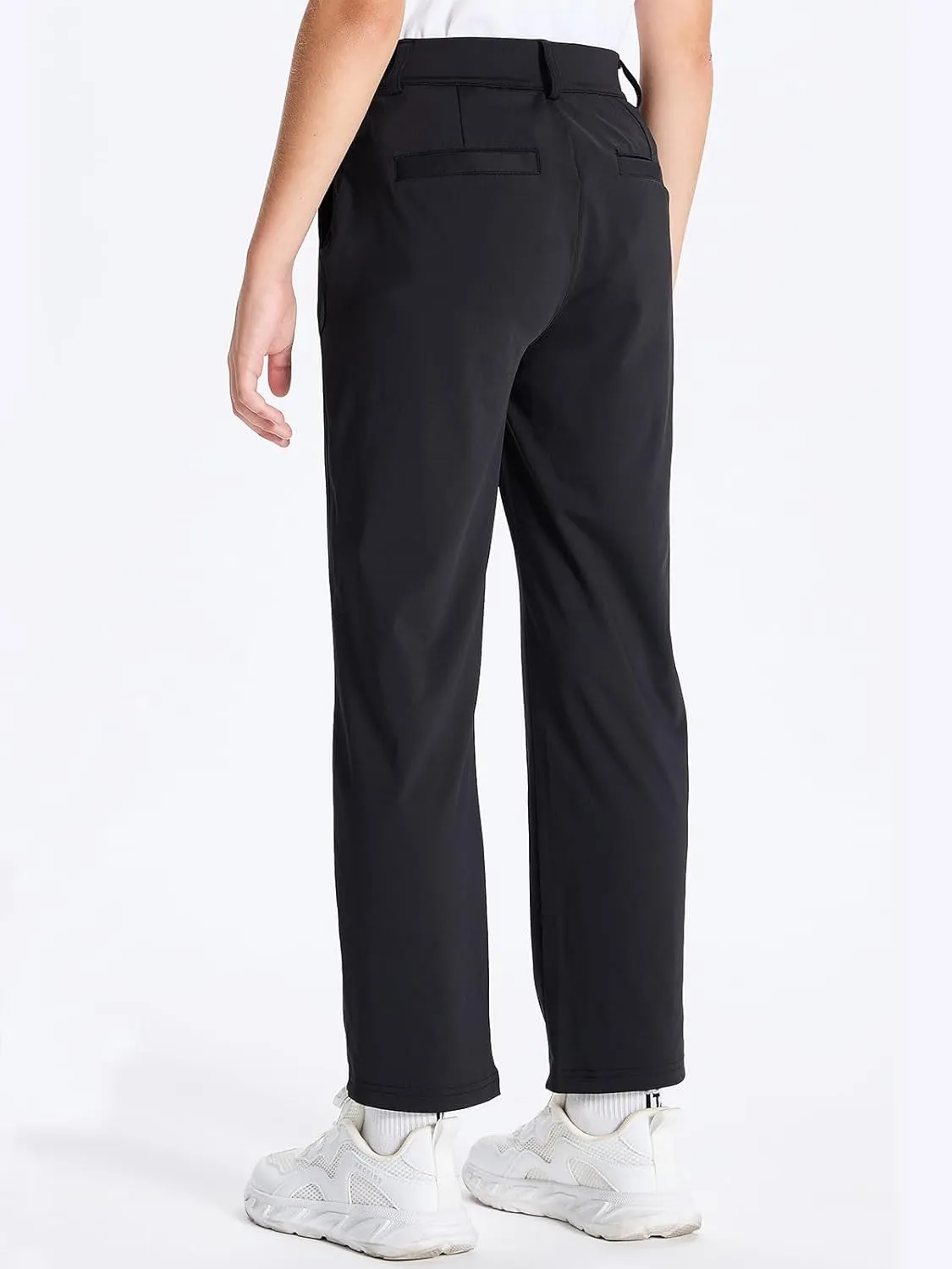 DEVOROPA Youth Boys Golf Pants Stretch Flat Front Dress Athletic Casual Pants School Uniform Chino Twill Pants Pockets