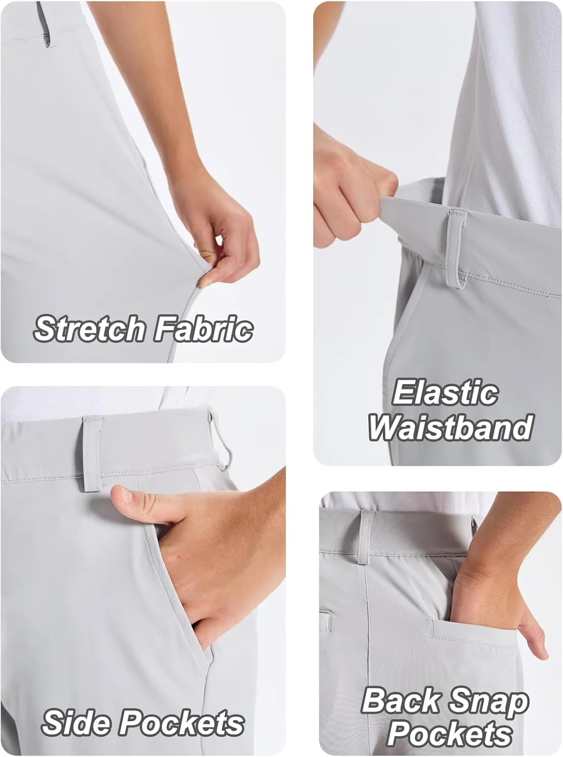 DEVOROPA Youth Boys Golf Pants Stretch Flat Front Dress Athletic Casual Pants School Uniform Chino Twill Pants Pockets