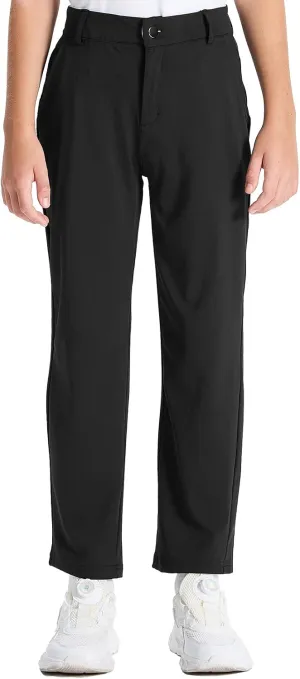 DEVOROPA Youth Boys Golf Pants Stretch Flat Front Dress Athletic Casual Pants School Uniform Chino Twill Pants Pockets