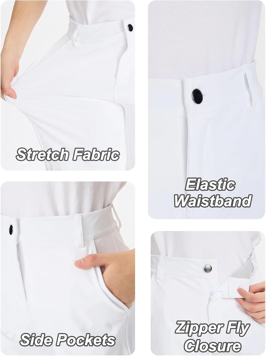 DEVOROPA Youth Boys Golf Pants Stretch Flat Front Dress Athletic Casual Pants School Uniform Chino Twill Pants Pockets