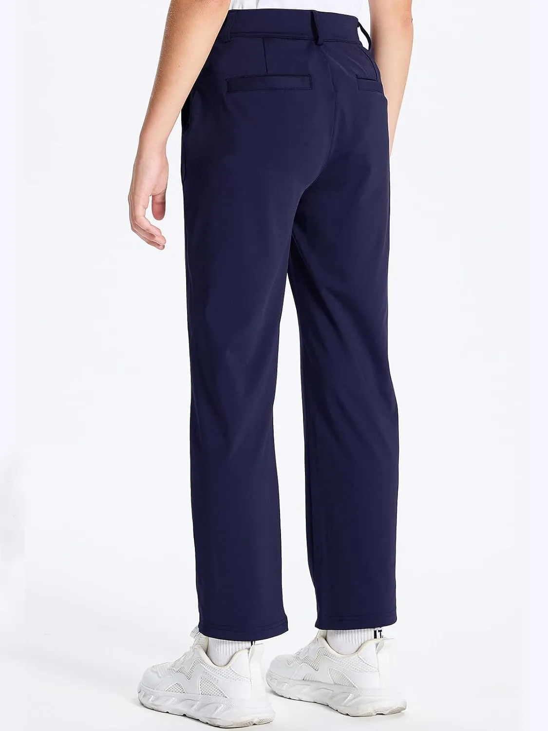 DEVOROPA Youth Boys Golf Pants Stretch Flat Front Dress Athletic Casual Pants School Uniform Chino Twill Pants Pockets