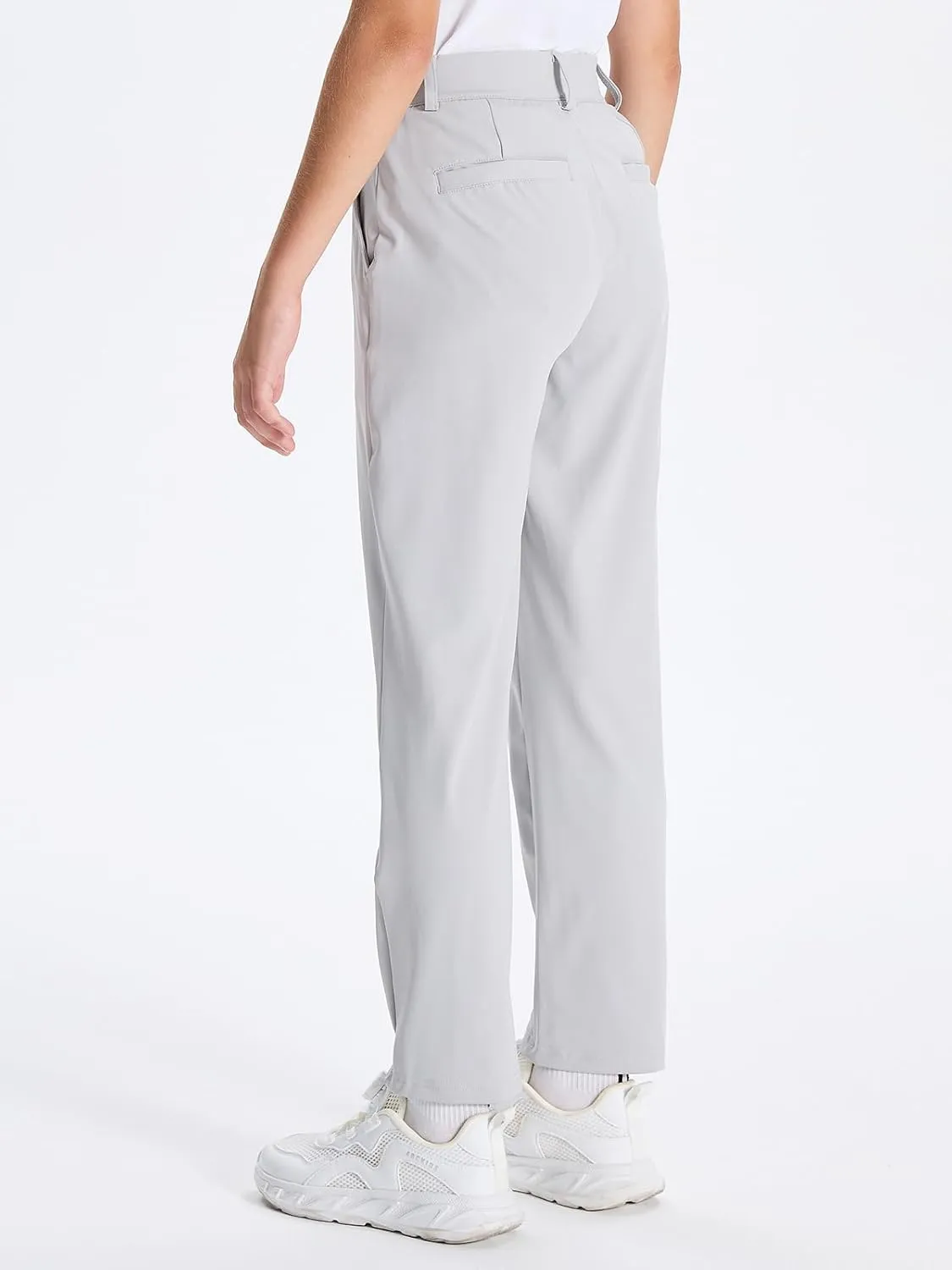 DEVOROPA Youth Boys Golf Pants Stretch Flat Front Dress Athletic Casual Pants School Uniform Chino Twill Pants Pockets
