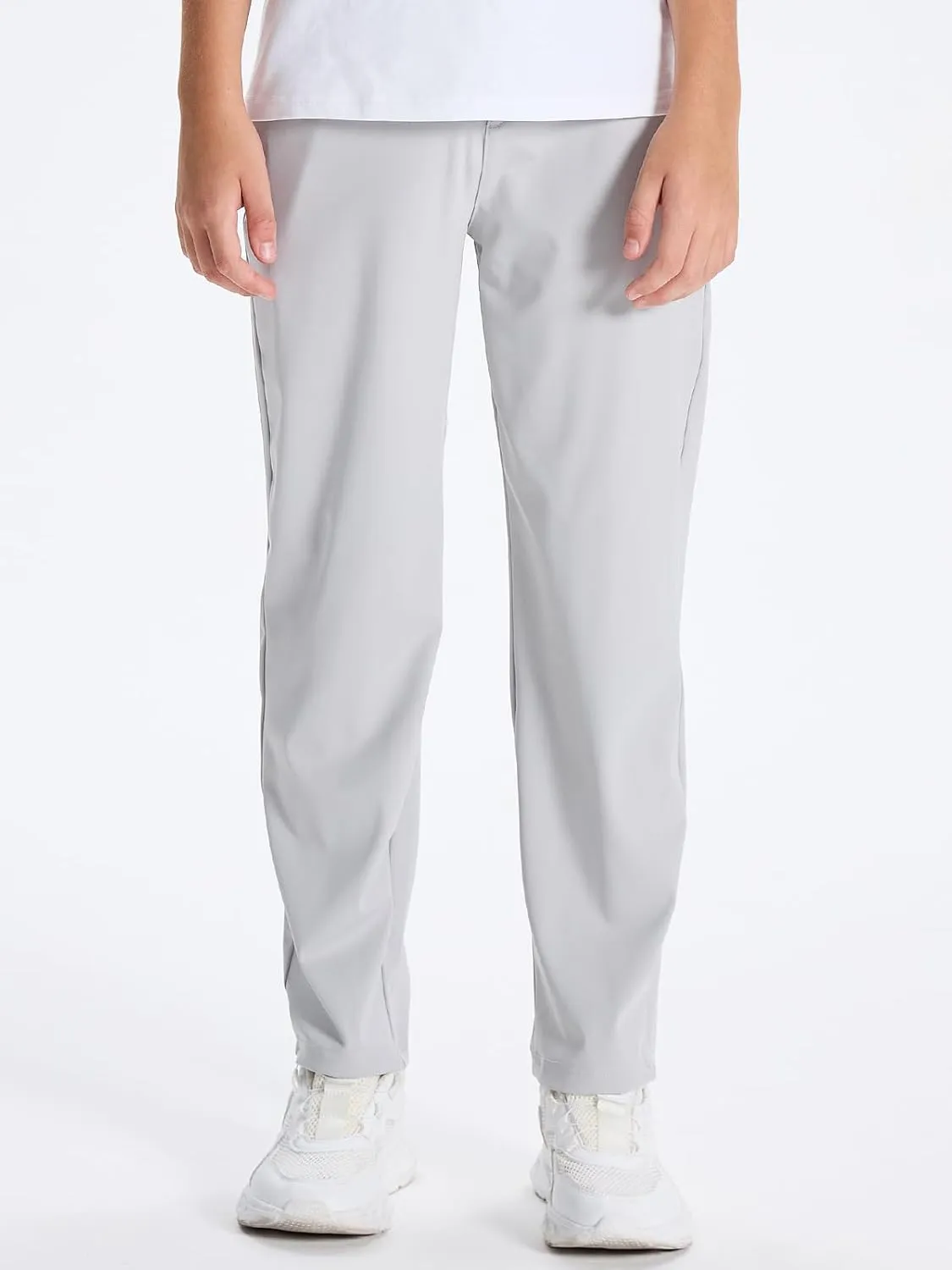 DEVOROPA Youth Boys Golf Pants Stretch Flat Front Dress Athletic Casual Pants School Uniform Chino Twill Pants Pockets