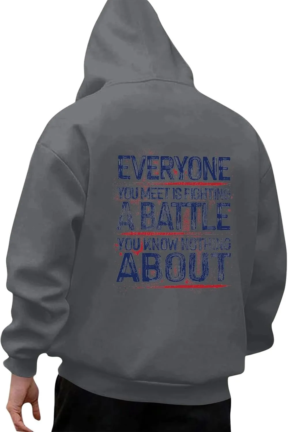 DOPOCQ Mens Hoodies Pullover Be Kind Print Casual Long Sleeve Sweatshirts Oversized Hooded Collar Drawstring Pullover