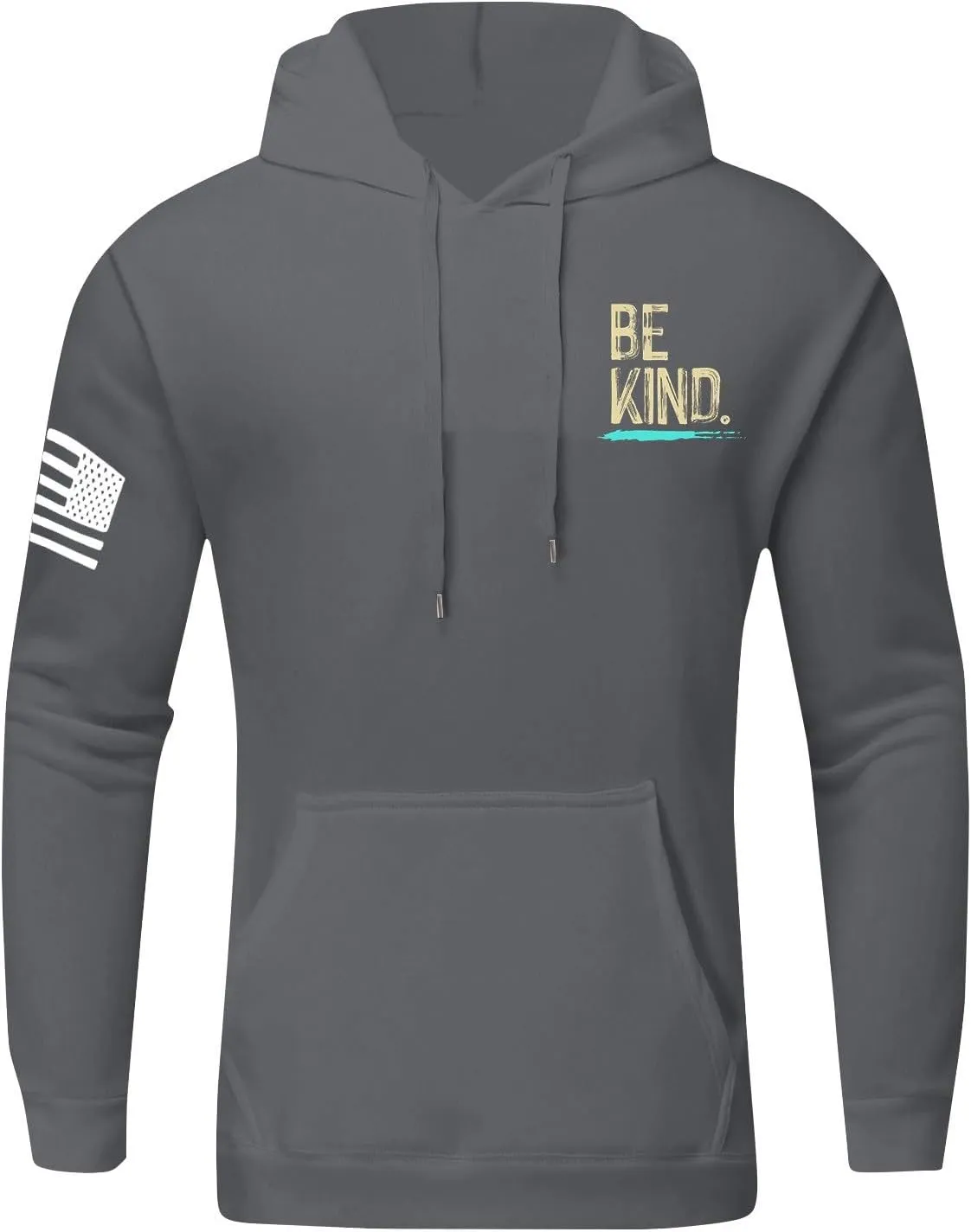 DOPOCQ Mens Hoodies Pullover Be Kind Print Casual Long Sleeve Sweatshirts Oversized Hooded Collar Drawstring Pullover