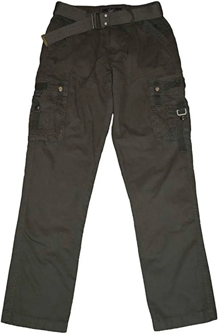 ETHANOL Men Relaxed Cargo Pants with 6 Big Pockets Casual Work Combat Trousers