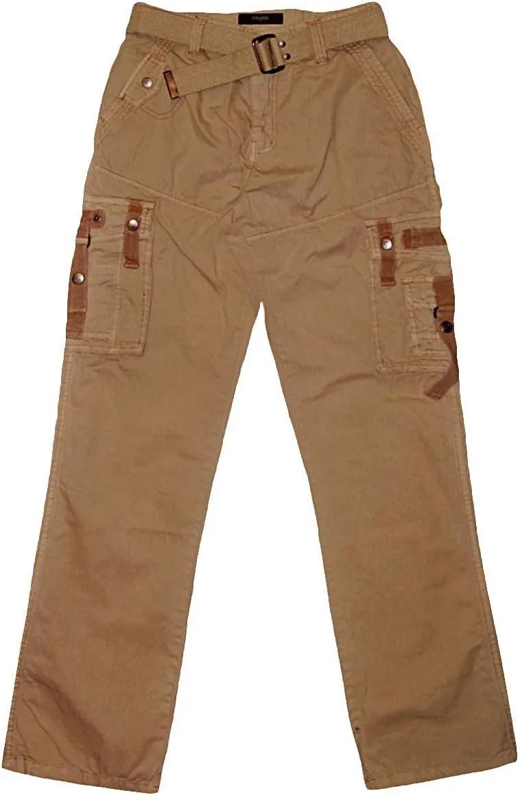 ETHANOL Men Relaxed Cargo Pants with 6 Big Pockets Casual Work Combat Trousers