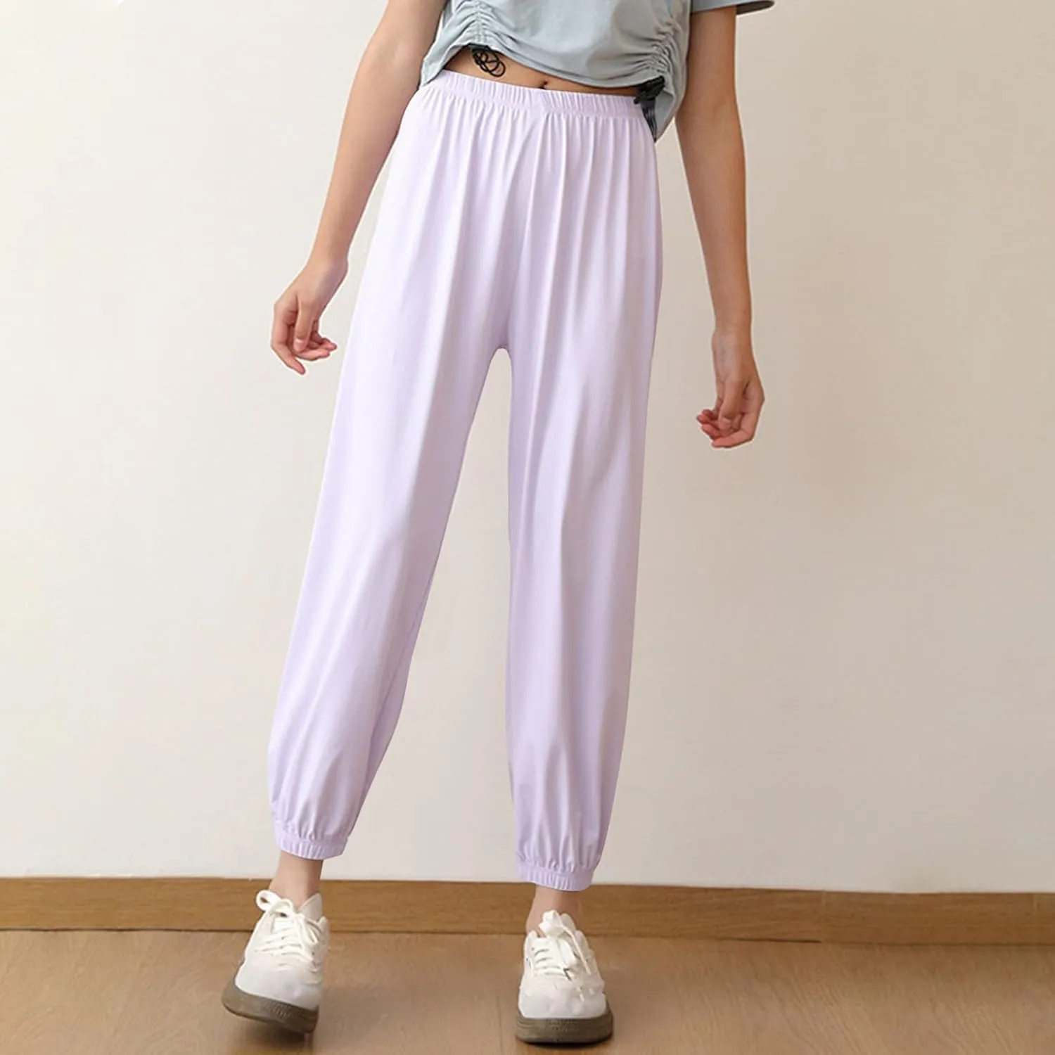 Girls Joggers Pants Lightweight Quick Dry Running Workout Sweatpants Kids Elastic Waist Summer Anti-Mosquito Joggers