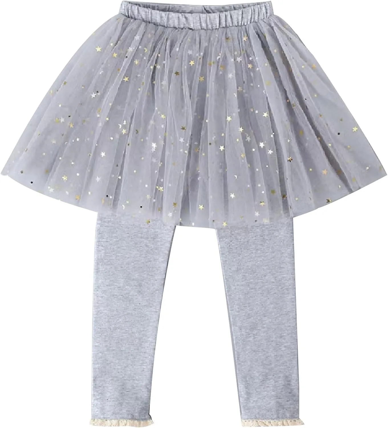 Girls Sequin Sparkly Footless Leggings Skirts Cotton Stretchy Pantskirt with Tutu Ruffle 𝗧winkle S𝘁ar Skirt Baby Girl