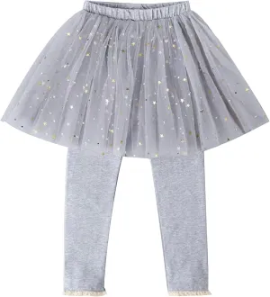 Girls Sequin Sparkly Footless Leggings Skirts Cotton Stretchy Pantskirt with Tutu Ruffle 𝗧winkle S𝘁ar Skirt Baby Girl
