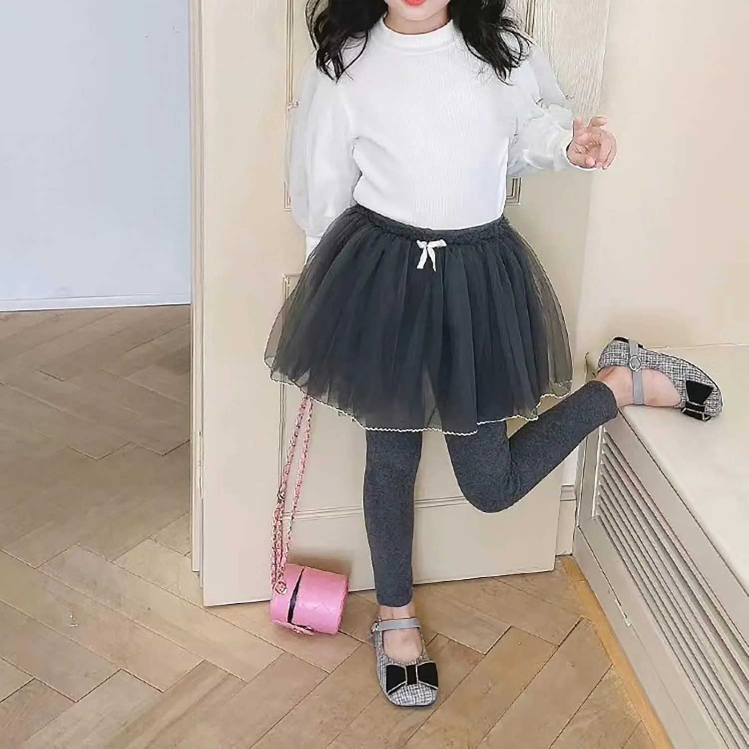 Girls Sequin Sparkly Footless Leggings Skirts Cotton Stretchy Pantskirt with Tutu Ruffle 𝗧winkle S𝘁ar Skirt Baby Girl