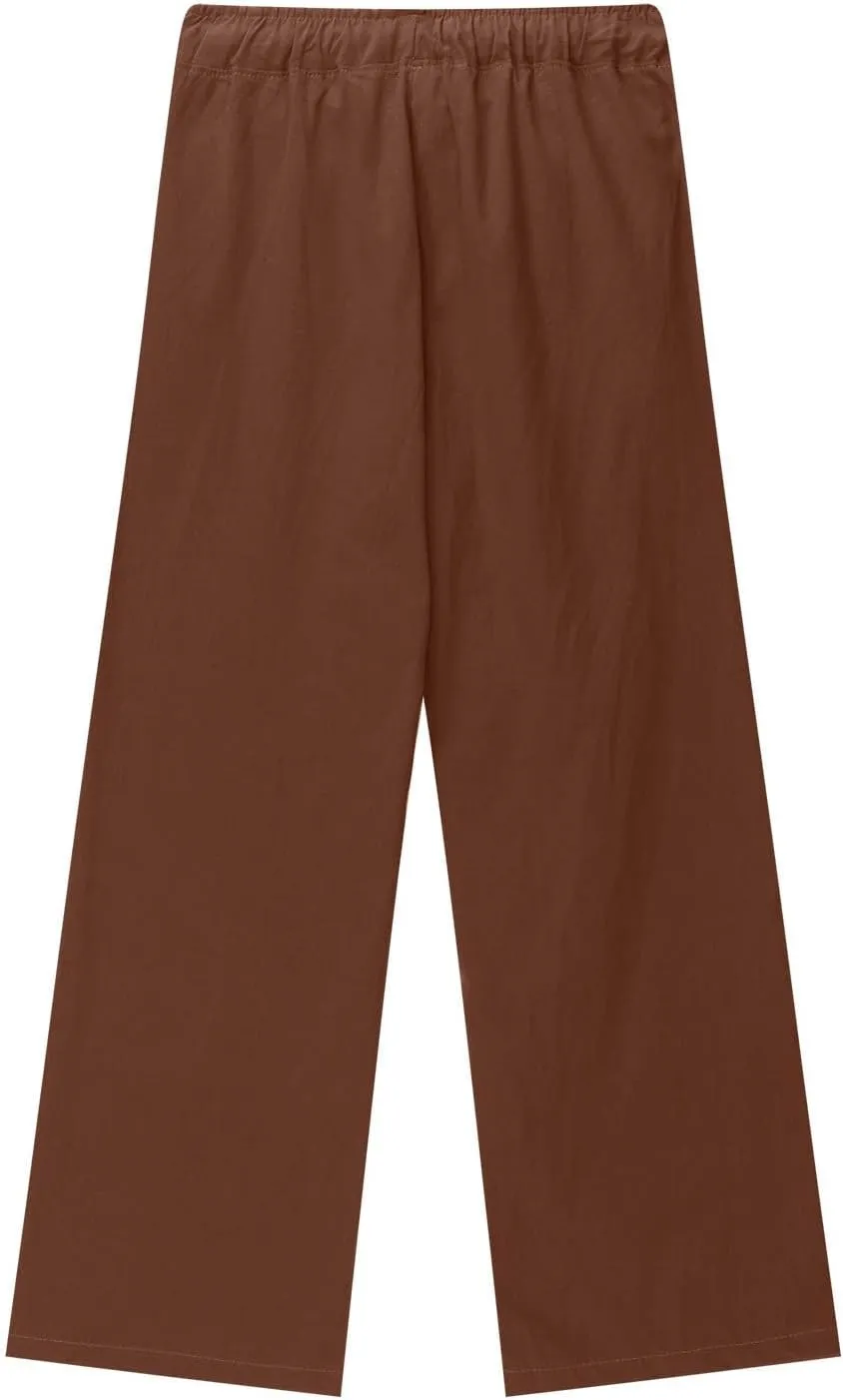 Girls Wide Leg Pants Dressy Casual Linen Trousers Flowy Beach Pants Loose Fit Drawstring Pants Summer High Waist Pant