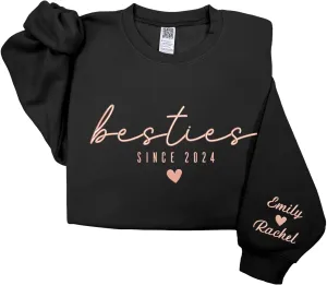 GODMERCH Custom Besties Couple Embroidered Shirt, Best Friends Hoodies Sweatshirt Gifts for Sister Women Best Friend