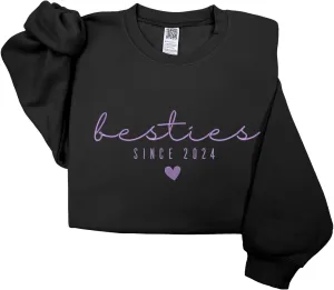 GODMERCH Custom Besties Couple Embroidered Shirt, Best Friends Hoodies Sweatshirt Gifts for Sister Women Best Friend