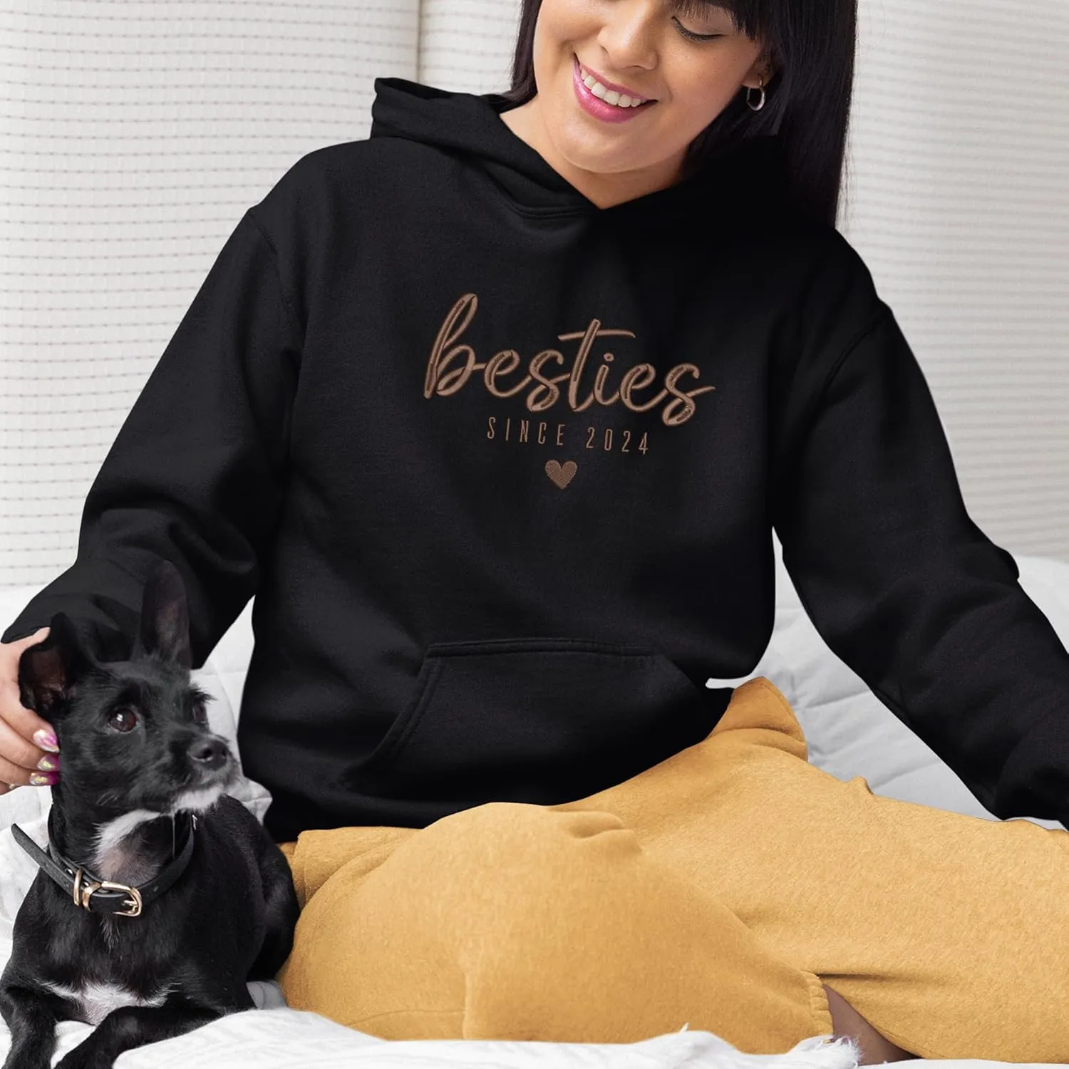 GODMERCH Custom Besties Couple Embroidered Shirt, Best Friends Hoodies Sweatshirt Gifts for Sister Women Best Friend