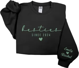 GODMERCH Custom Besties Couple Embroidered Shirt, Best Friends Hoodies Sweatshirt Gifts for Sister Women Best Friend