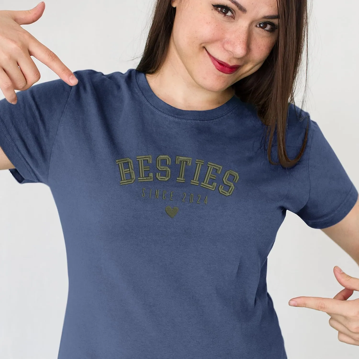 GODMERCH Custom Besties Couple Embroidered Shirt, Best Friends Hoodies Sweatshirt Gifts for Sister Women Best Friend