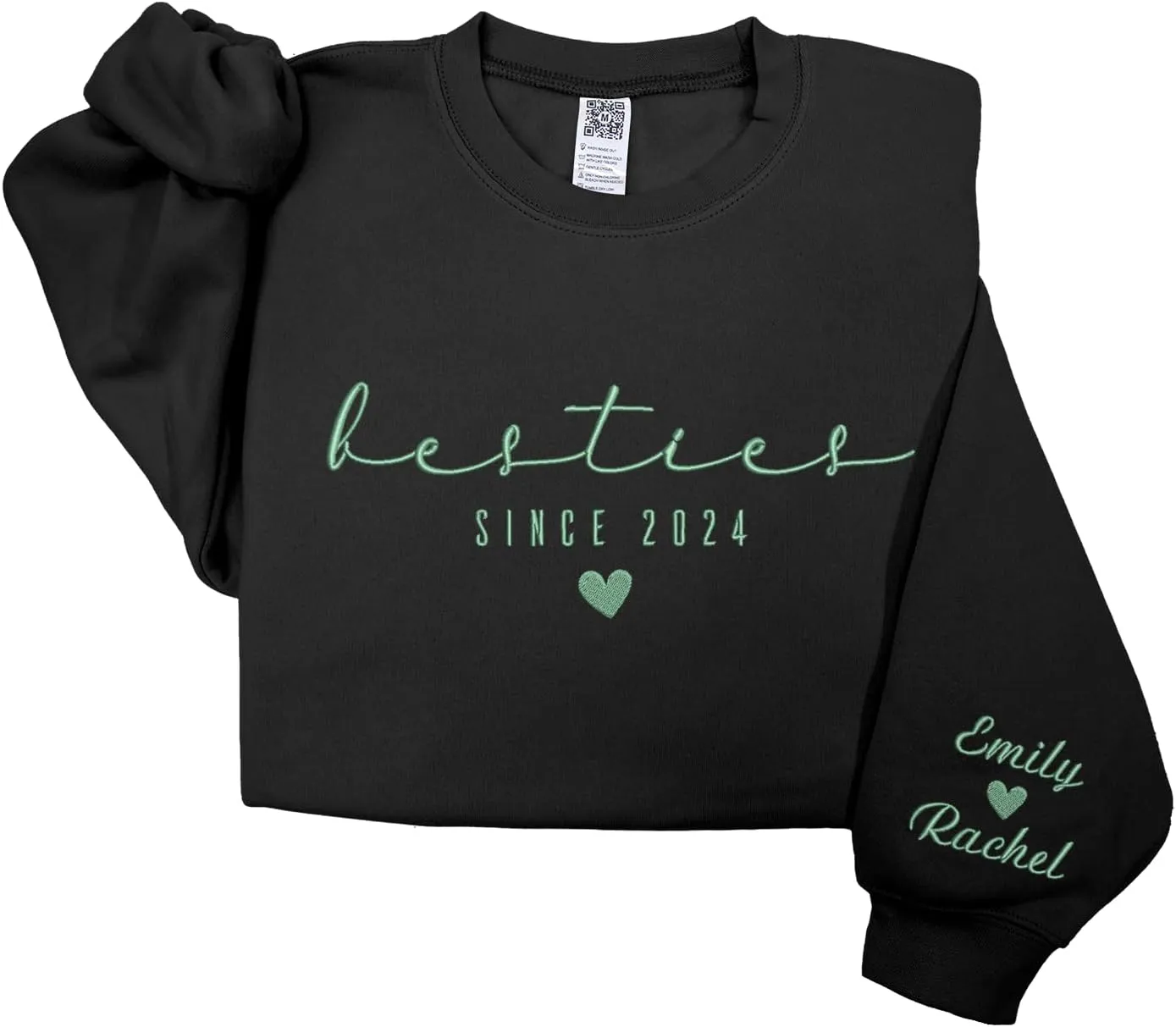 GODMERCH Custom Besties Couple Embroidered Shirt, Best Friends Hoodies Sweatshirt Gifts for Sister Women Best Friend