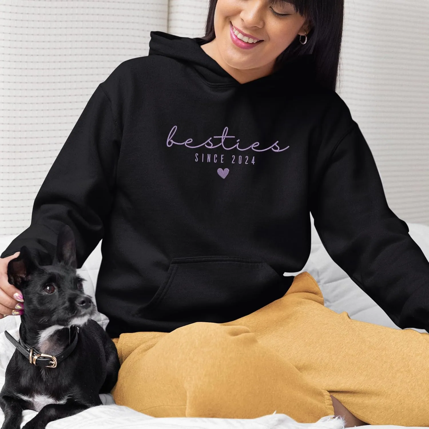 GODMERCH Custom Besties Couple Embroidered Shirt, Best Friends Hoodies Sweatshirt Gifts for Sister Women Best Friend