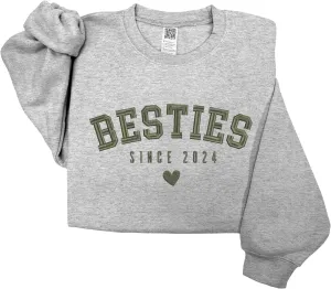 GODMERCH Custom Besties Couple Embroidered Shirt, Best Friends Hoodies Sweatshirt Gifts for Sister Women Best Friend