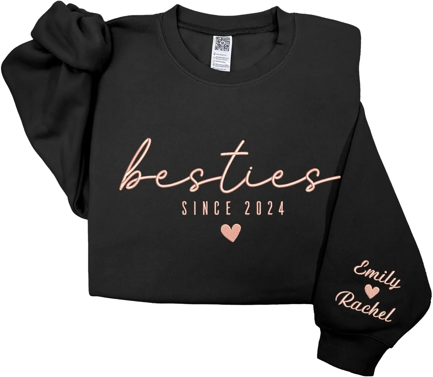 GODMERCH Custom Besties Couple Embroidered Shirt, Best Friends Hoodies Sweatshirt Gifts for Sister Women Best Friend