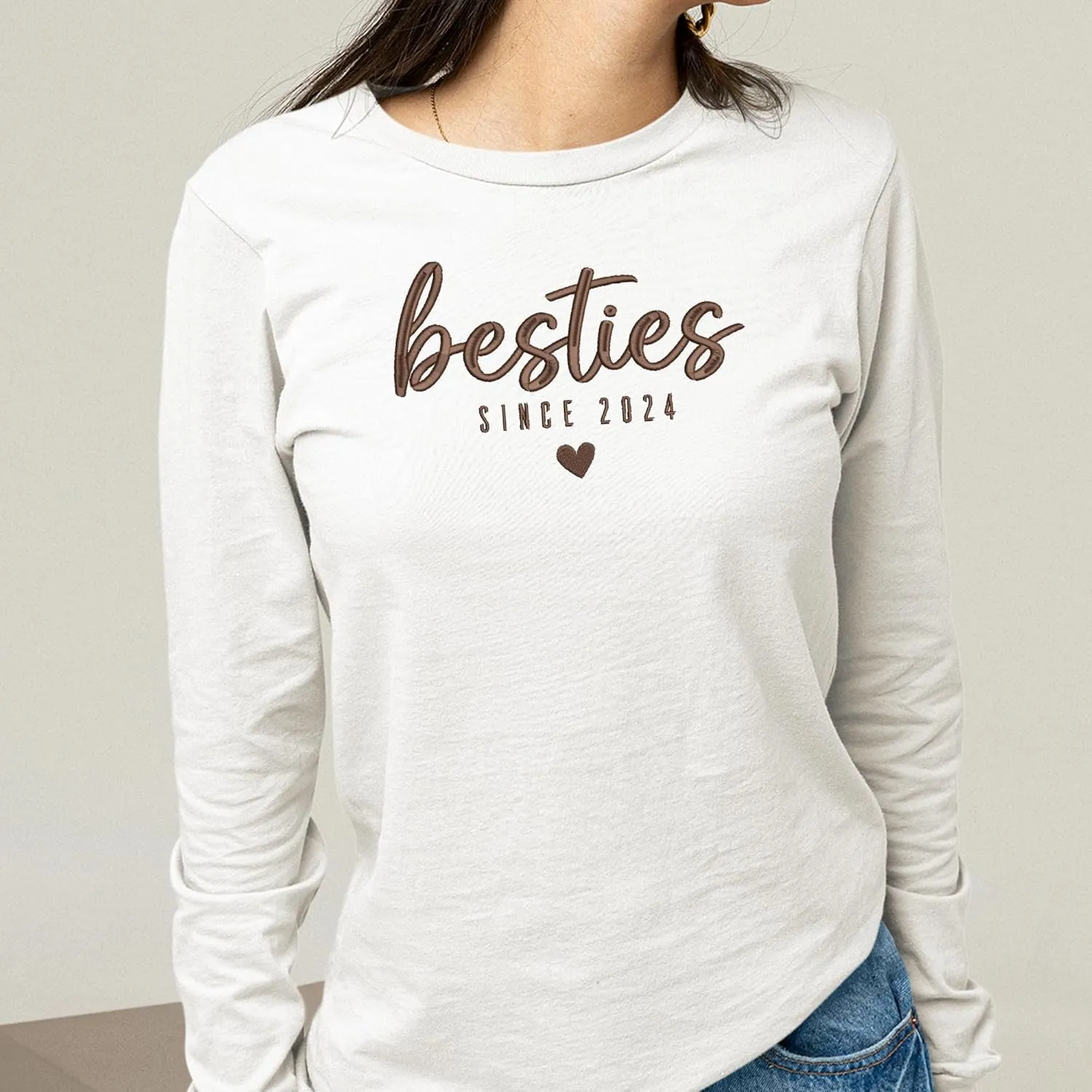 GODMERCH Custom Besties Couple Embroidered Shirt, Best Friends Hoodies Sweatshirt Gifts for Sister Women Best Friend