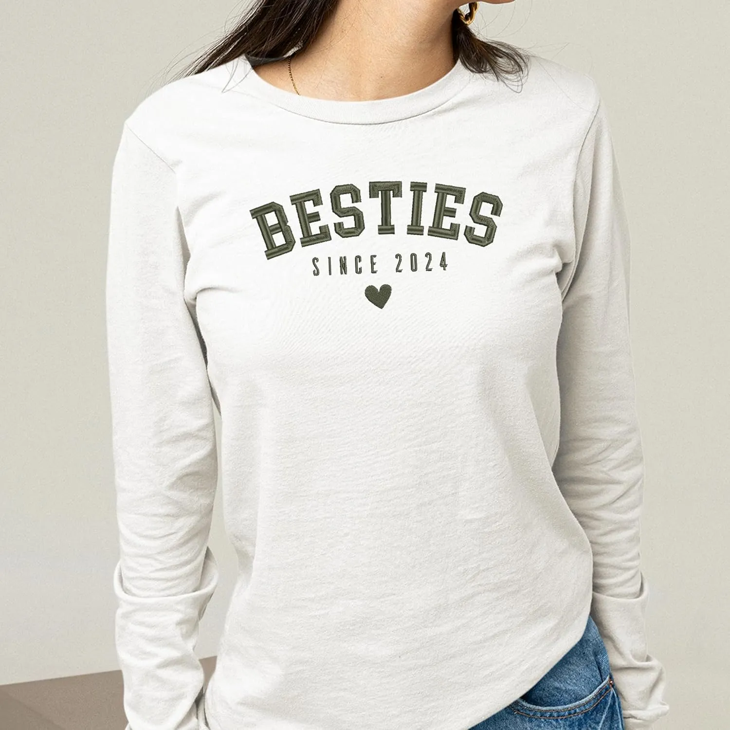 GODMERCH Custom Besties Couple Embroidered Shirt, Best Friends Hoodies Sweatshirt Gifts for Sister Women Best Friend