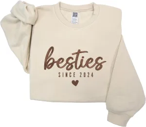 GODMERCH Custom Besties Couple Embroidered Shirt, Best Friends Hoodies Sweatshirt Gifts for Sister Women Best Friend