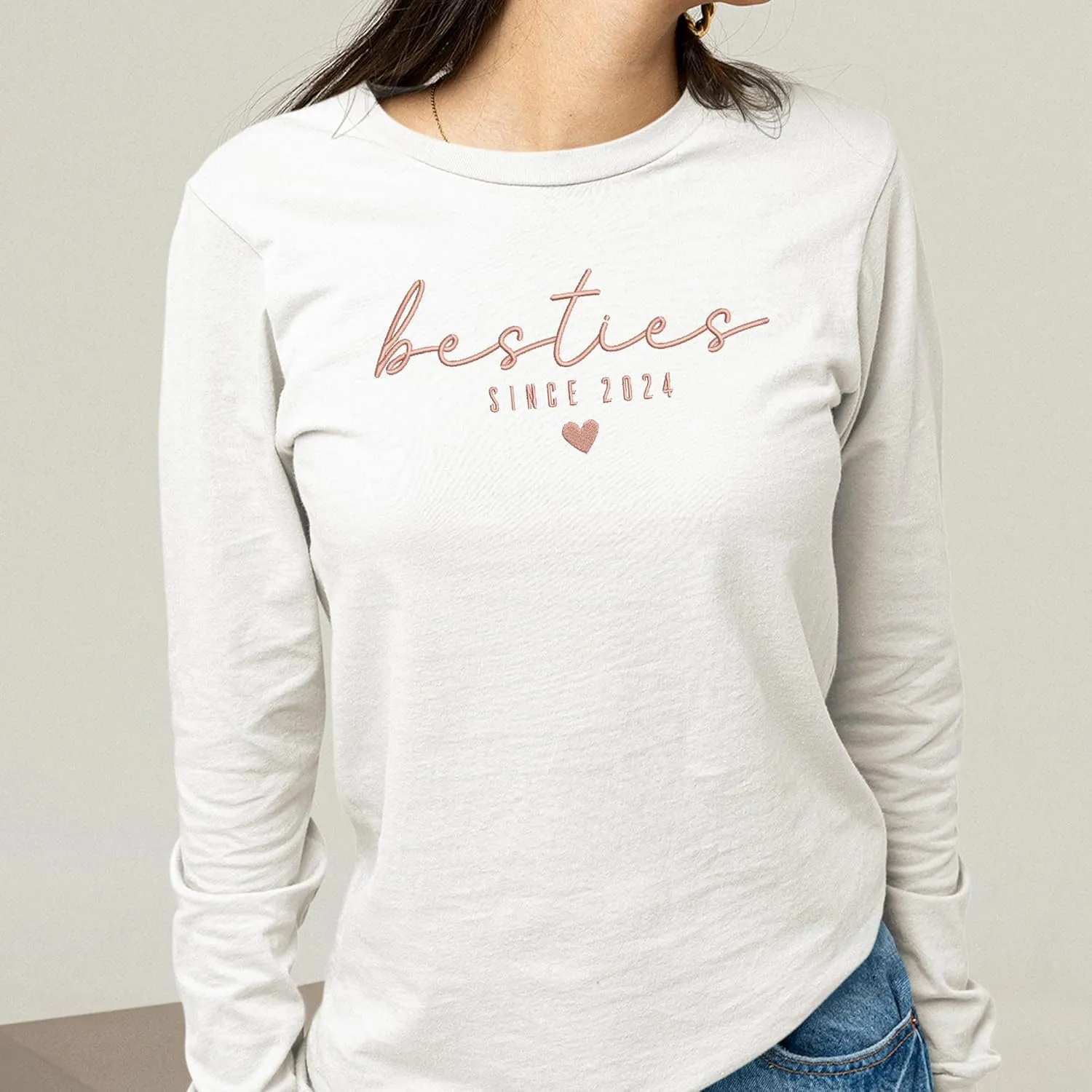 GODMERCH Custom Besties Couple Embroidered Shirt, Best Friends Hoodies Sweatshirt Gifts for Sister Women Best Friend