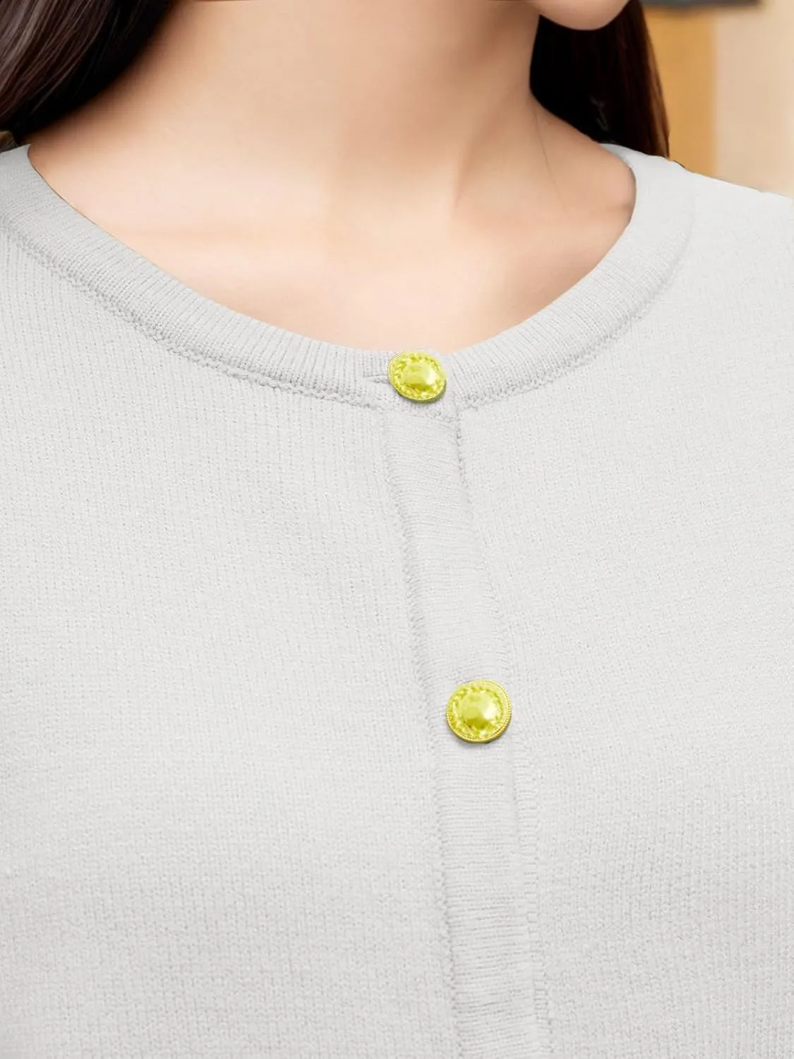 GOLDSTITCH Womens Cardigans Striped Sweaters 2025 Crew Neck Gold Buttons Open Front Button Down Knit with Pockets