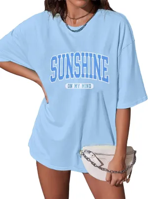 Hawaiian Shirts Women Oversized Aloha State Graphic Summer Hawaii Flower Tropical Beach Vacation Loose Casual Tees Tops