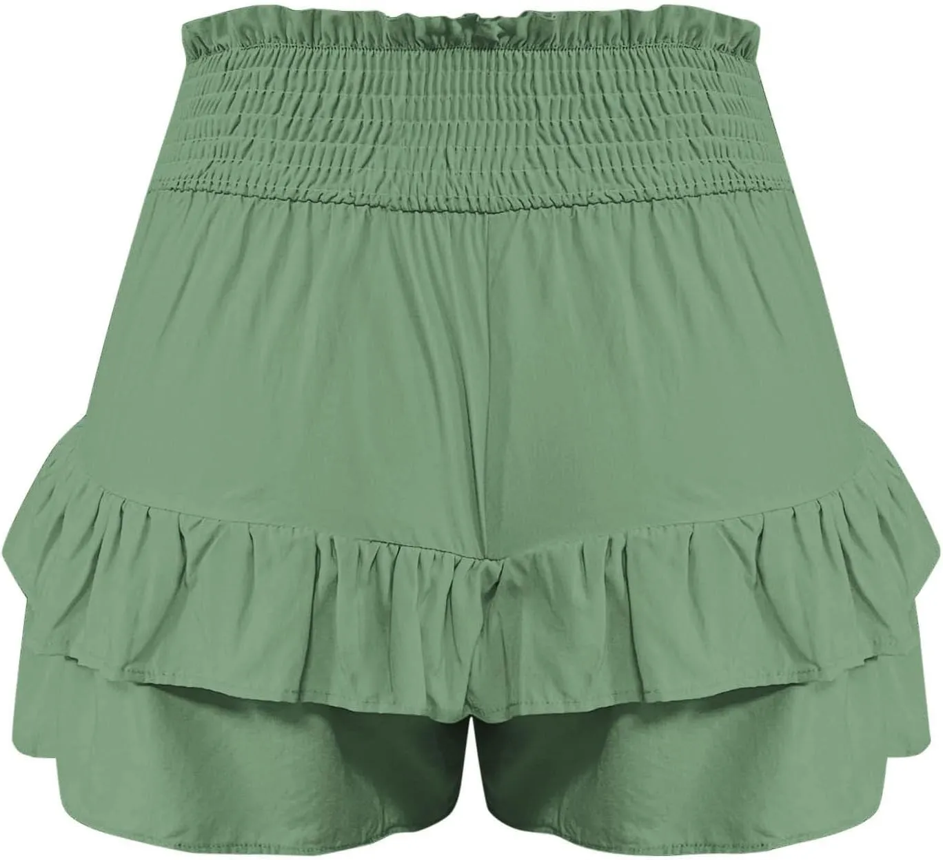High Waisted Ruffle Shorts for Women Pleated Hem Casual Athletic Culottes Bermuda Shorts 2024 Summer Trendy Clothes