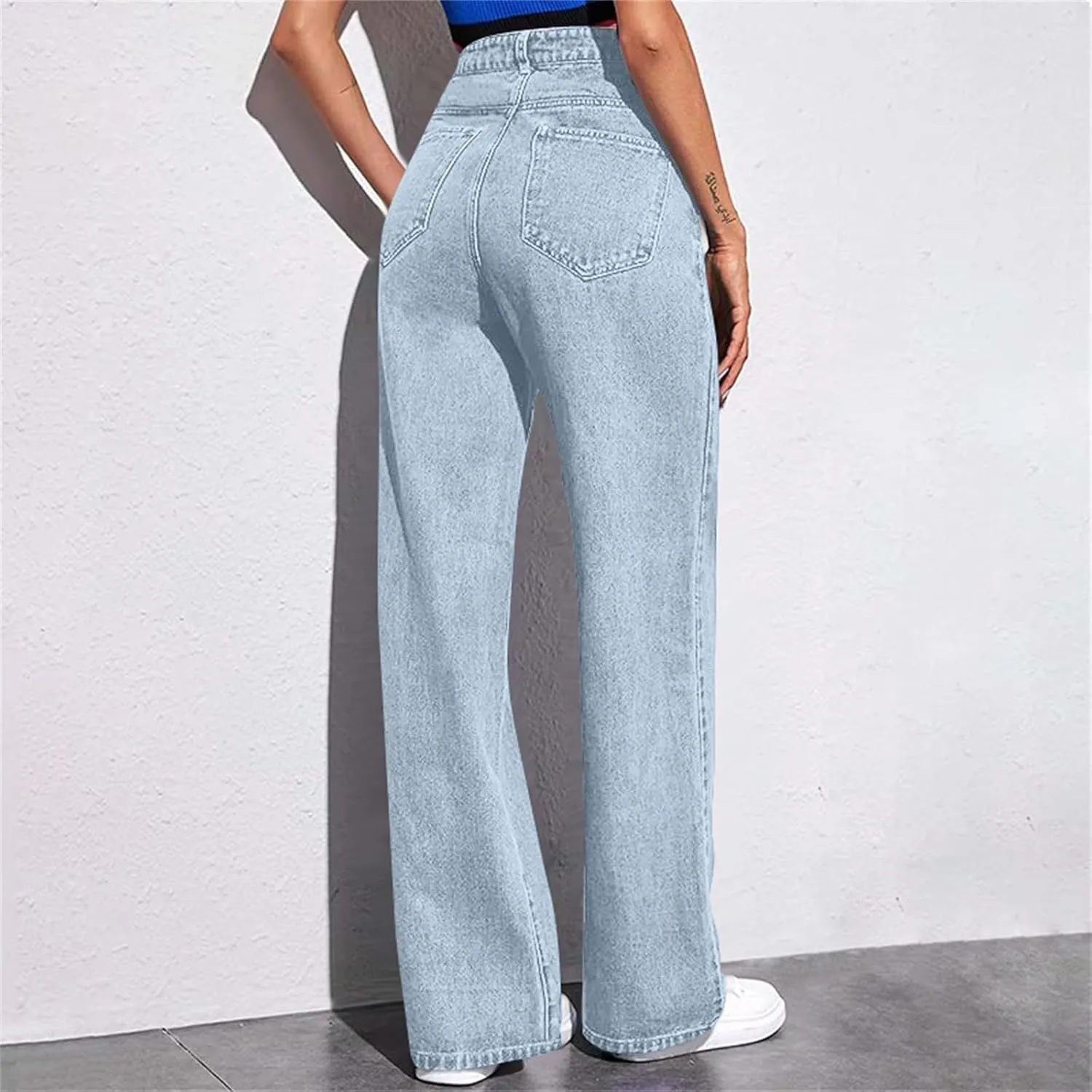 Highwaisted Jeans Womens Stretchy Jeans Pants for Women Baggy Wide Leg Microelastic Dressy Casual Summer Boho Slimming