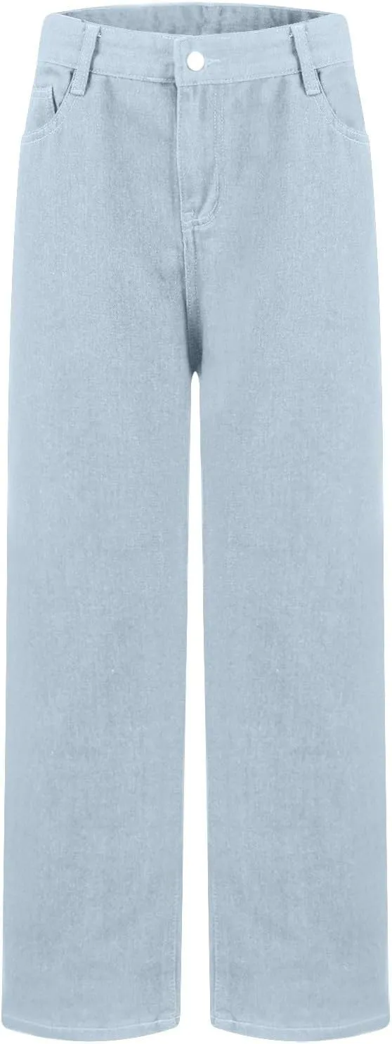 Highwaisted Jeans Womens Stretchy Jeans Pants for Women Baggy Wide Leg Microelastic Dressy Casual Summer Boho Slimming