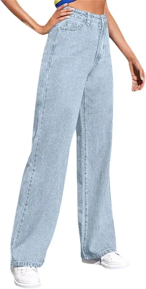 Highwaisted Jeans Womens Stretchy Jeans Pants for Women Baggy Wide Leg Microelastic Dressy Casual Summer Boho Slimming