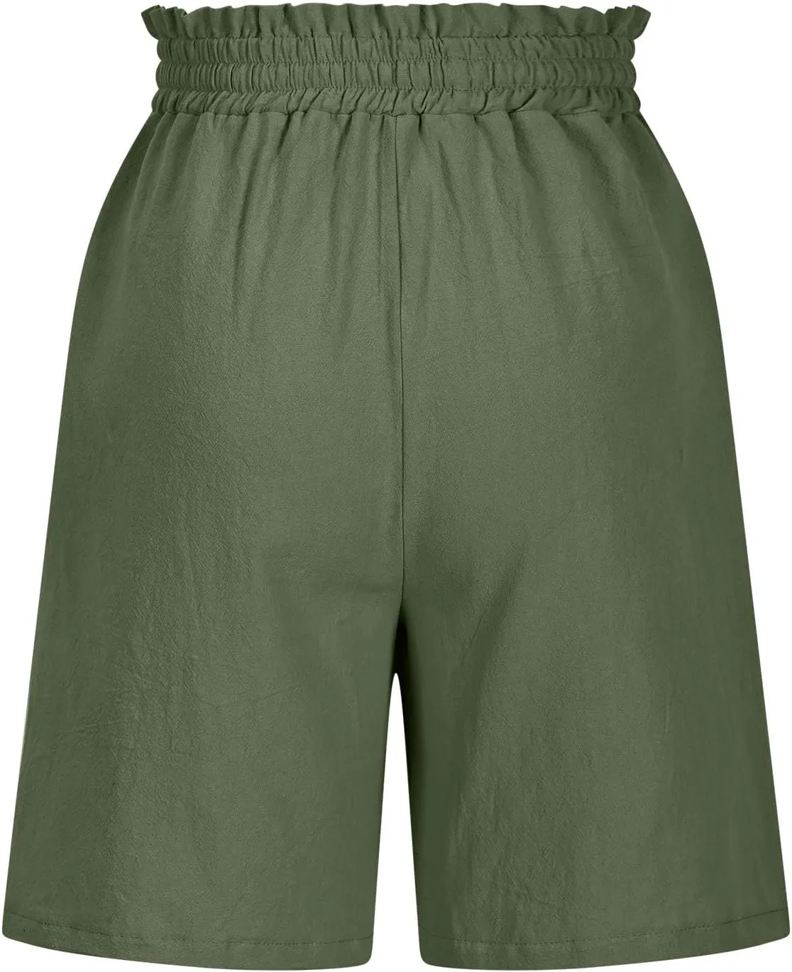 hlysgo Beach Shorts for Women Summer High Waisted Drawstring Cotton Linen Short Casual Loose Fit Comfy Straight Leg Shorts