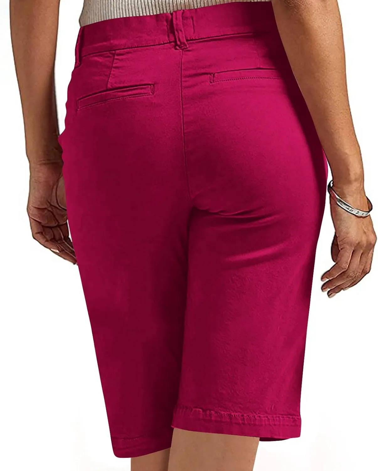 hlysgo Bermuda Shorts for Women 2025 Trendy Casual High Waist Knee Length Chino Shorts Summer Twill Hiking Vacation Outfits