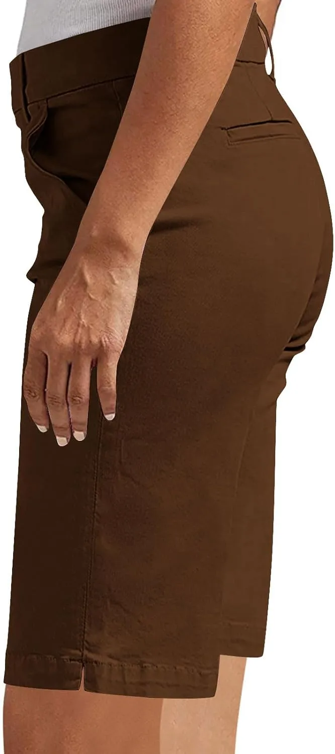 hlysgo Bermuda Shorts for Women 2025 Trendy Casual High Waist Knee Length Chino Shorts Summer Twill Hiking Vacation Outfits