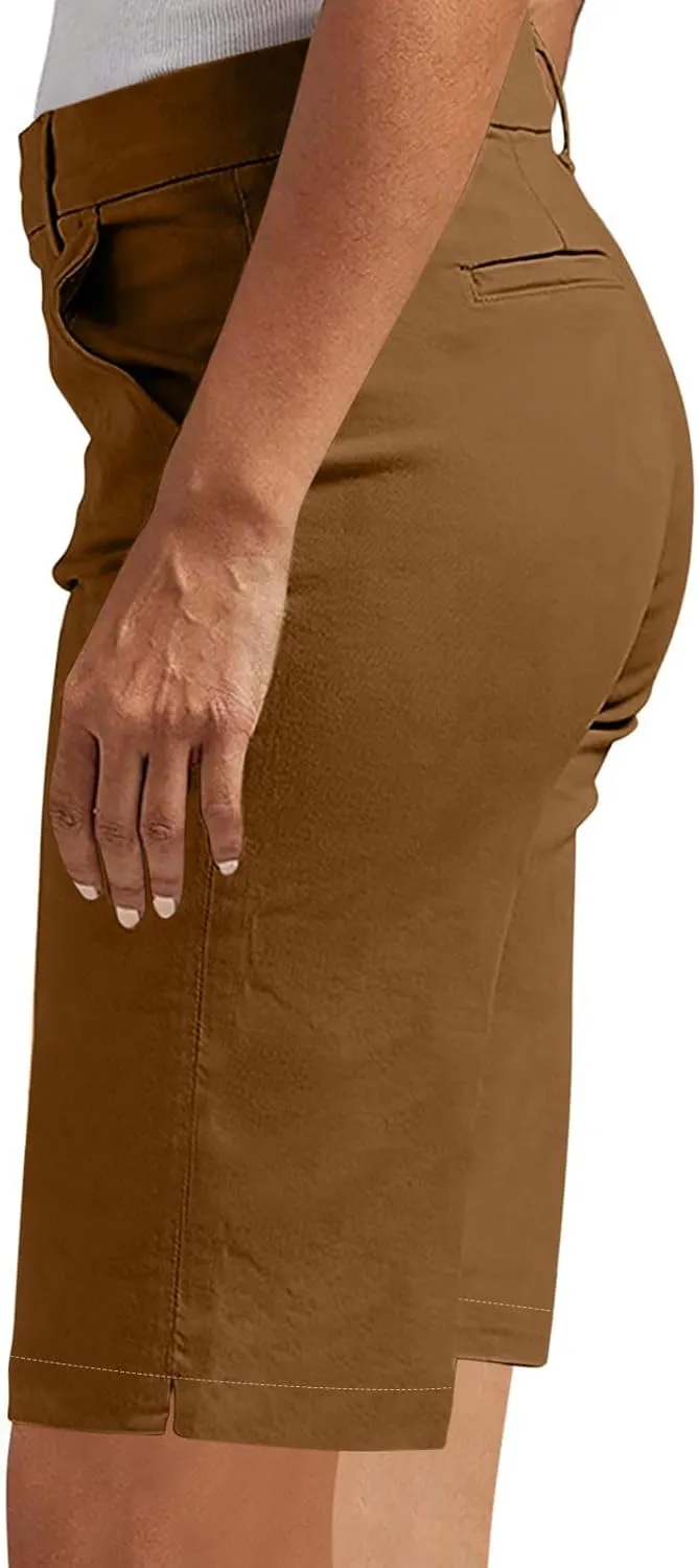 hlysgo Bermuda Shorts for Women 2025 Trendy Casual High Waist Knee Length Chino Shorts Summer Twill Hiking Vacation Outfits