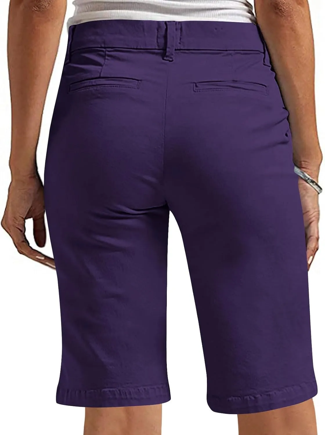 hlysgo Bermuda Shorts for Women 2025 Trendy Casual High Waist Knee Length Chino Shorts Summer Twill Hiking Vacation Outfits