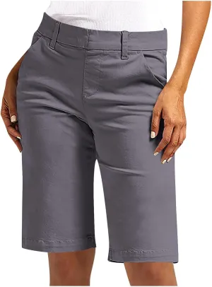 hlysgo Bermuda Shorts for Women 2025 Trendy Casual High Waist Knee Length Chino Shorts Summer Twill Hiking Vacation Outfits