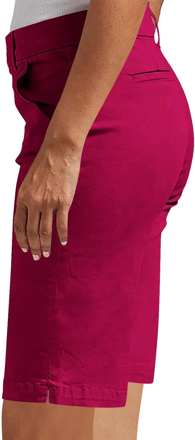 hlysgo Bermuda Shorts for Women 2025 Trendy Casual High Waist Knee Length Chino Shorts Summer Twill Hiking Vacation Outfits