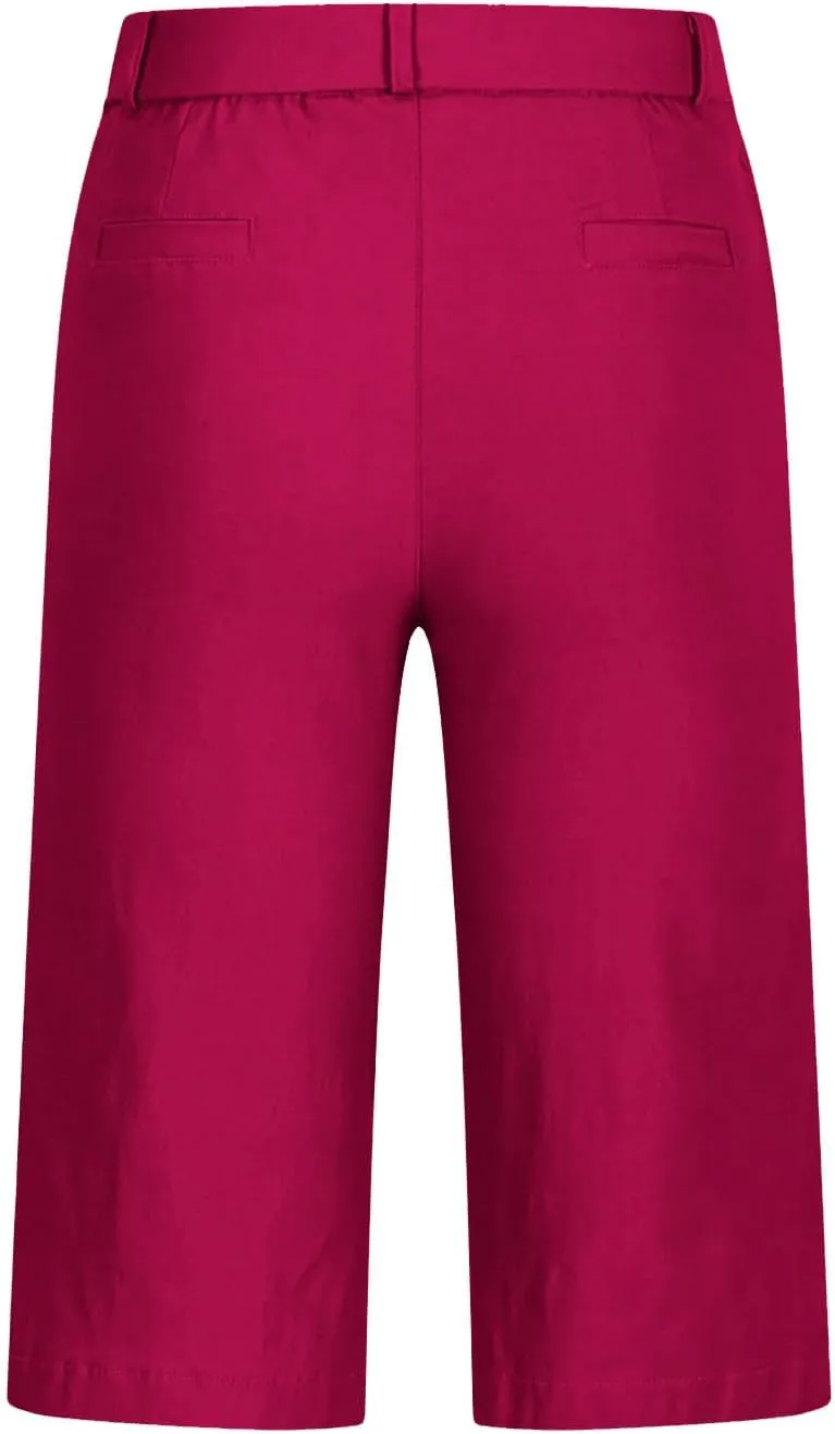 hlysgo Bermuda Shorts for Women 2025 Trendy Casual High Waist Knee Length Chino Shorts Summer Twill Hiking Vacation Outfits