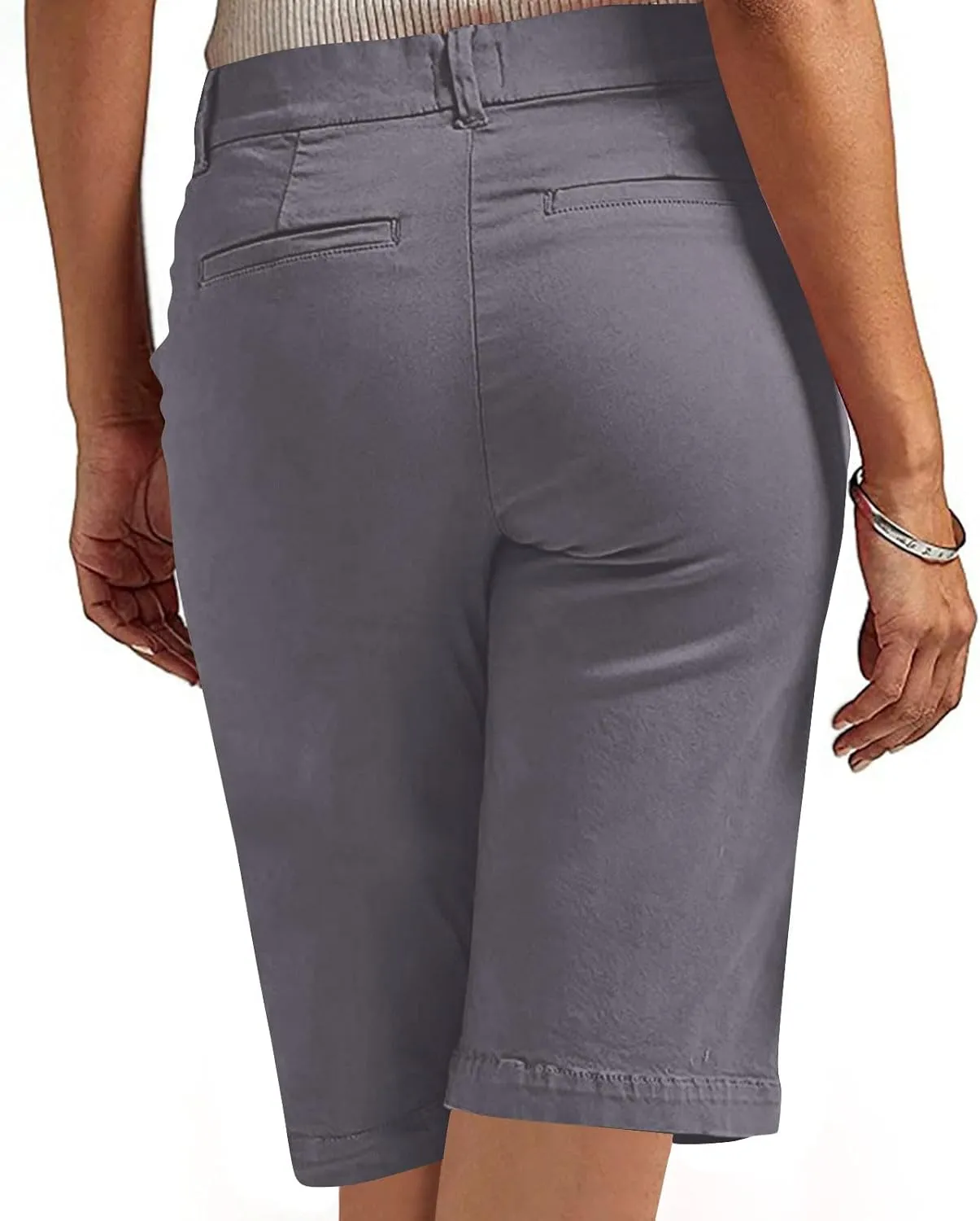 hlysgo Bermuda Shorts for Women 2025 Trendy Casual High Waist Knee Length Chino Shorts Summer Twill Hiking Vacation Outfits
