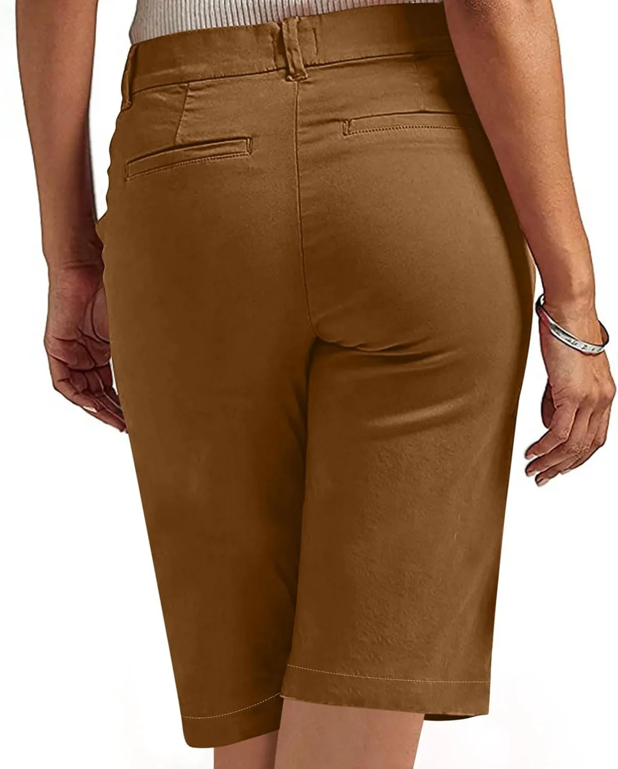 hlysgo Bermuda Shorts for Women 2025 Trendy Casual High Waist Knee Length Chino Shorts Summer Twill Hiking Vacation Outfits
