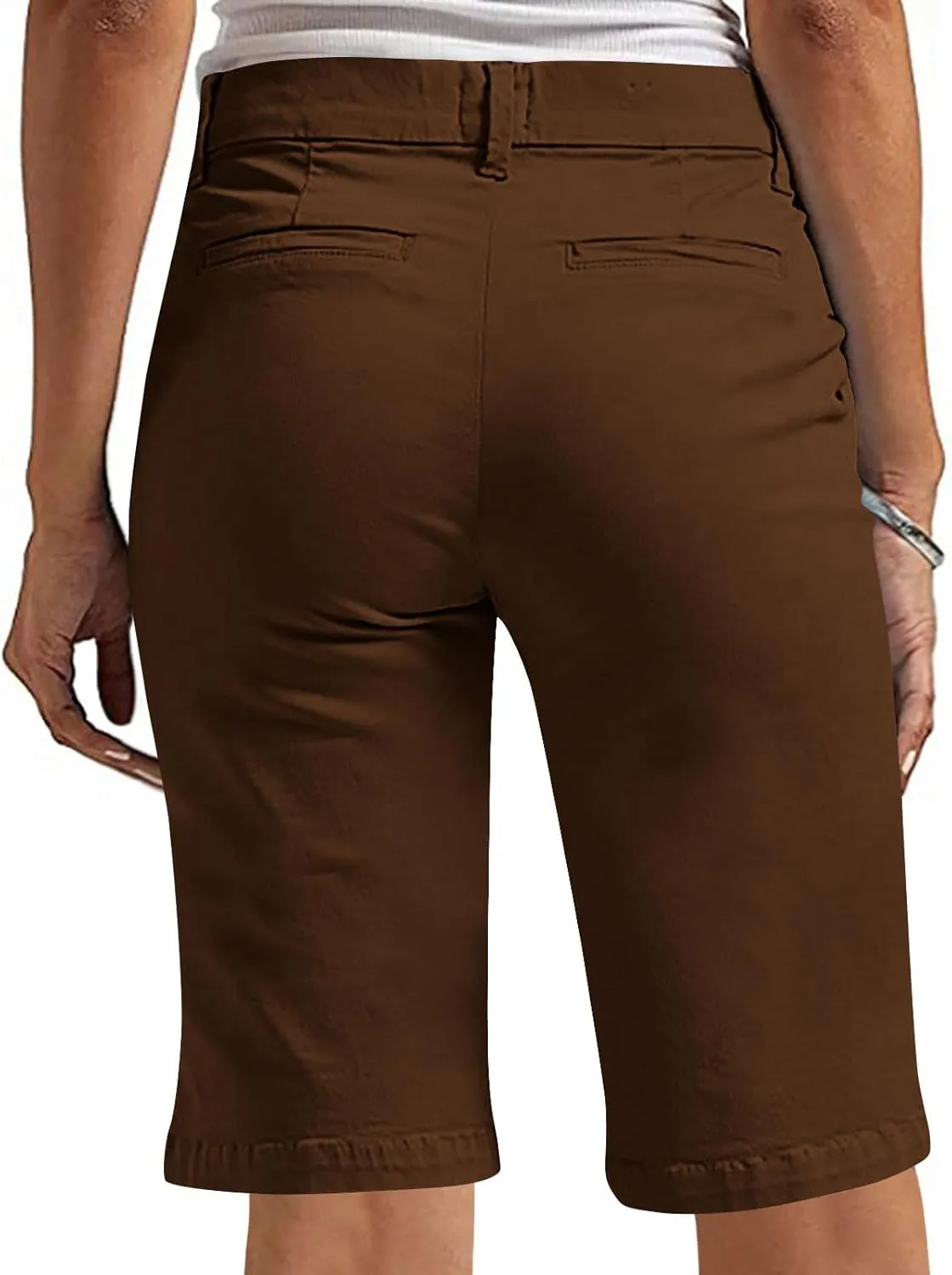 hlysgo Bermuda Shorts for Women 2025 Trendy Casual High Waist Knee Length Chino Shorts Summer Twill Hiking Vacation Outfits