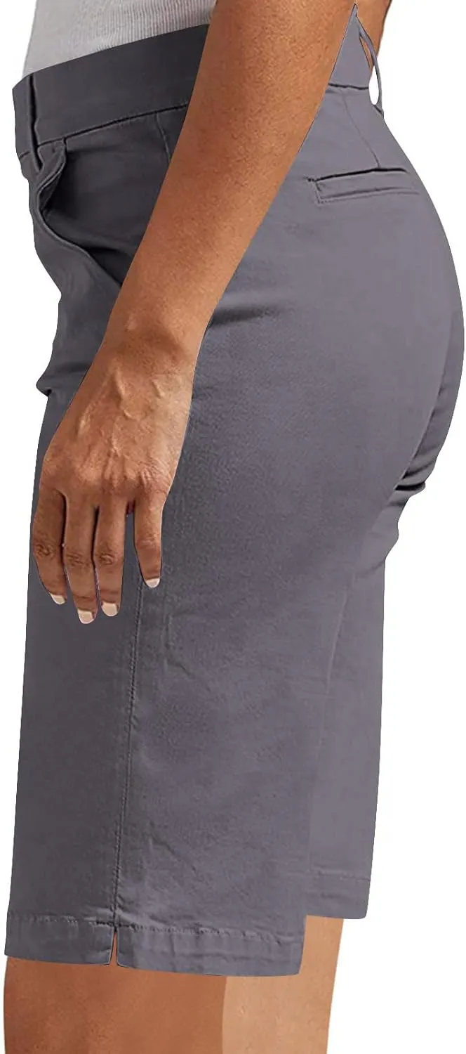 hlysgo Bermuda Shorts for Women 2025 Trendy Casual High Waist Knee Length Chino Shorts Summer Twill Hiking Vacation Outfits