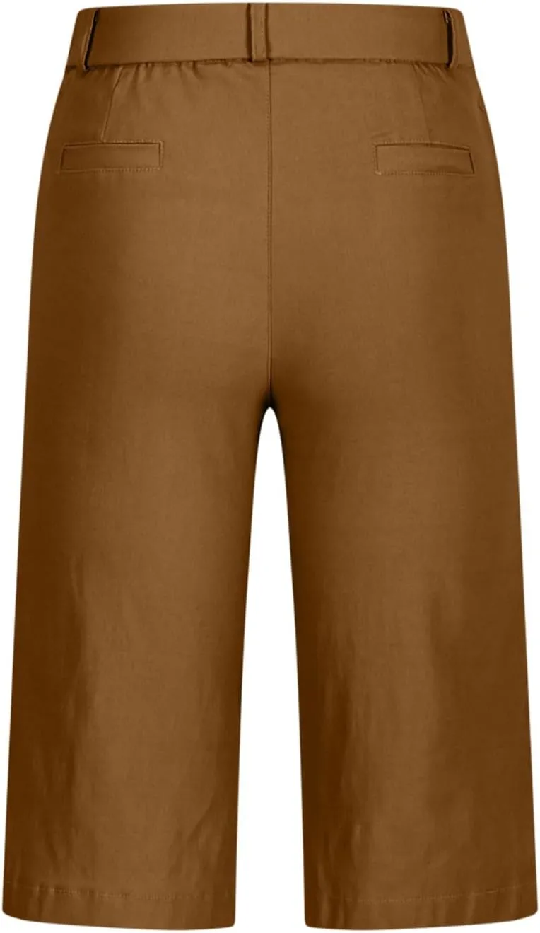 hlysgo Bermuda Shorts for Women 2025 Trendy Casual High Waist Knee Length Chino Shorts Summer Twill Hiking Vacation Outfits