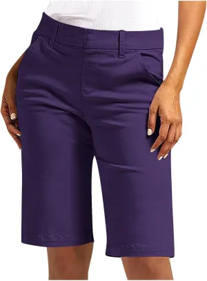 hlysgo Bermuda Shorts for Women 2025 Trendy Casual High Waist Knee Length Chino Shorts Summer Twill Hiking Vacation Outfits